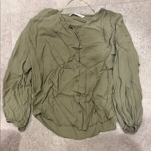 Zara green Button-Up Blouse